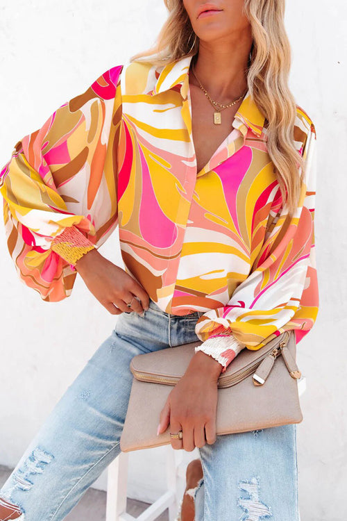 Getting Glam Printed Statement Sleeve Top