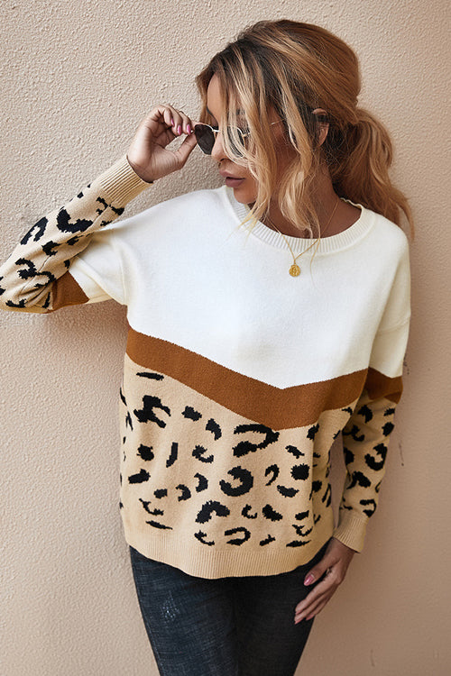 Going For Cozy Leopard Long Sleeve Sweater - 3 Colors