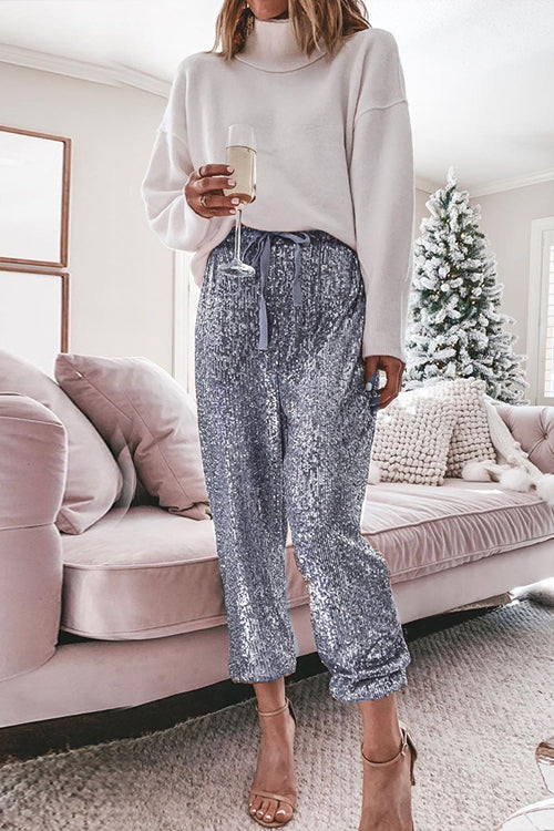 Holiday Ready Golden Sequin Pants