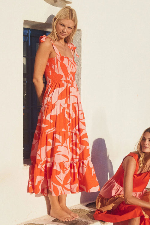 Into The Sunset Print Maxi Dress - Orange