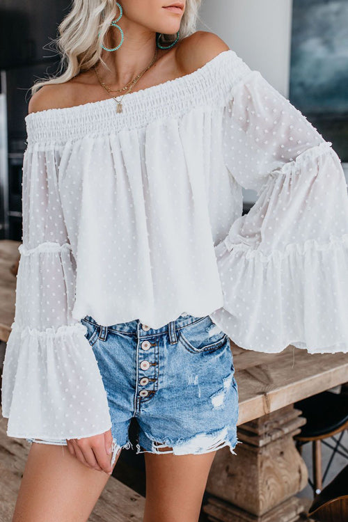 In the Breeze Dot Off Shoulder Shirt - 3 Colors