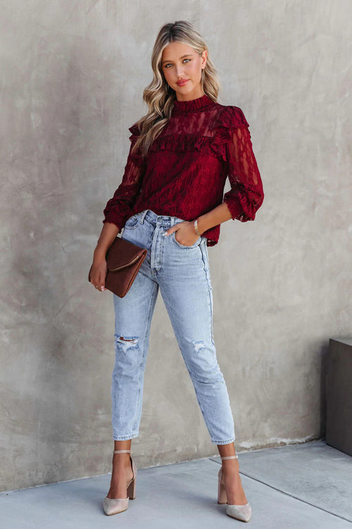 Couldn't Be Better Lace Ruffled Top - 3 Colors