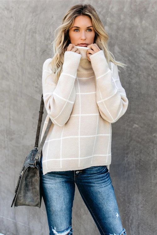 Cozy Moments TurtleNeck Check Knit Sweater - 3 Colors