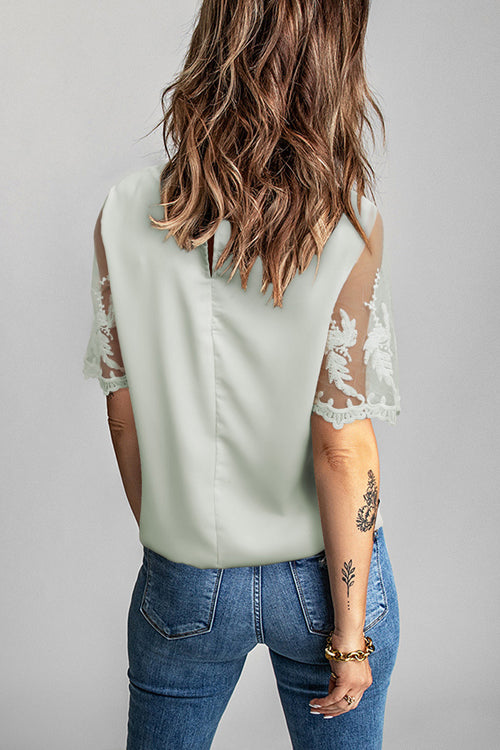 Try To Keep Up Lace Embroidered Short Sleeve Top - 4 Colors
