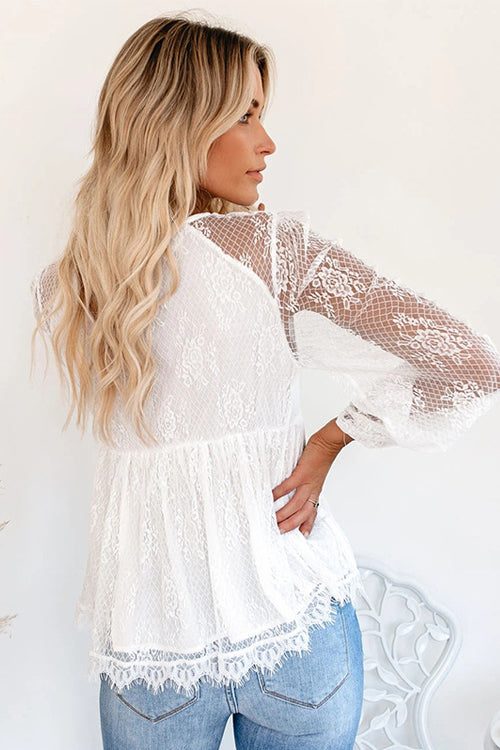 Crazy About You Lace Long Sleeve Top - 2 Colors