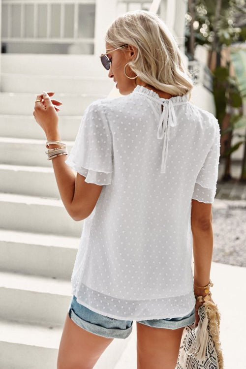 Sweet One Swiss Dot Lace Short Sleeve Top - 4 Colors