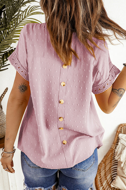 Every Summer Day Lace Dot Short Sleeve Top - 4 Colors