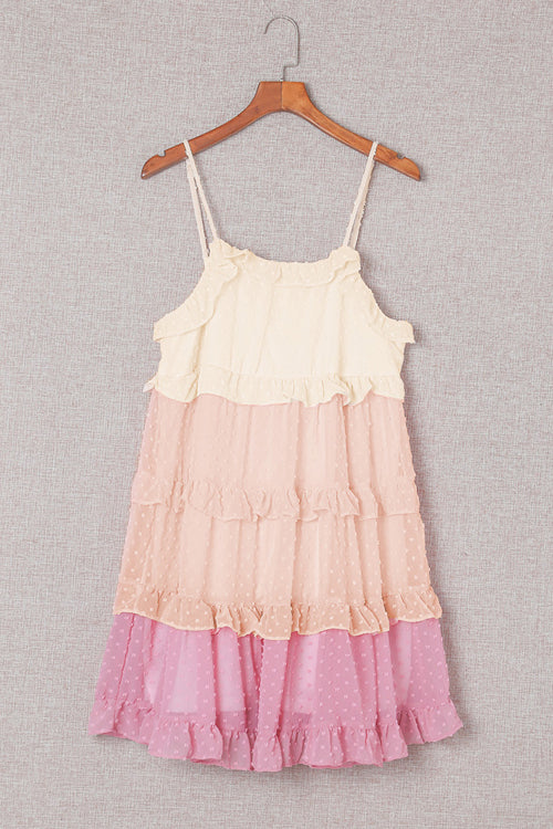 Flow Of Love Pink Swiss Dot Layered Mini Dress
