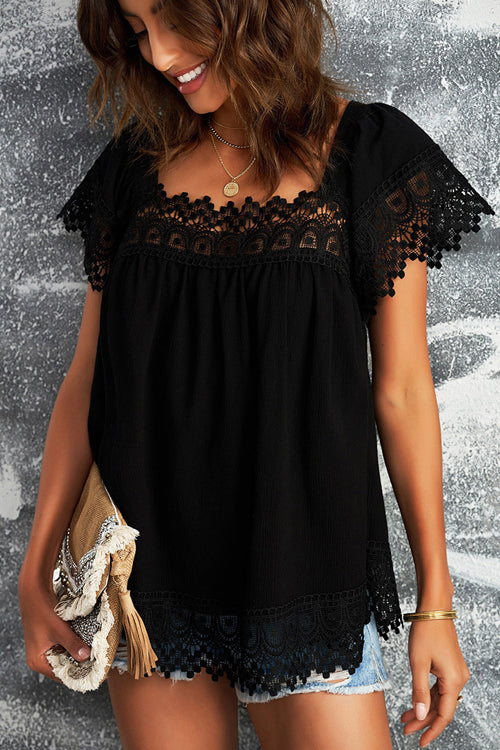 For The Weekend Lace Short Sleeve Top - 5 Colors