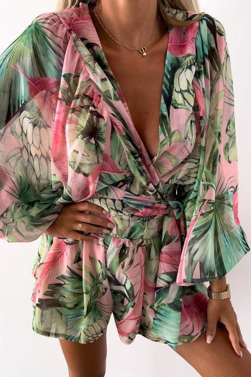Sunny Days Ahead Printed Wrap Romper - 4 Colors