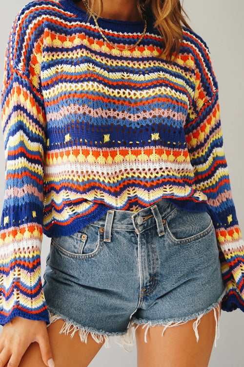 Let's Get Away Colorful Stripe Knit Sweater - 4 Colors