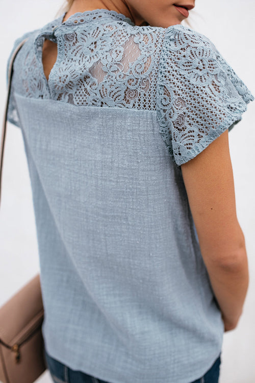 Not So Secret Lace Overlay Ruffle Top - 3 Colors