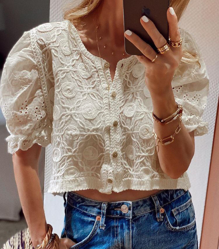 Sweet Details Lace Embroidered Top - 2 Colors