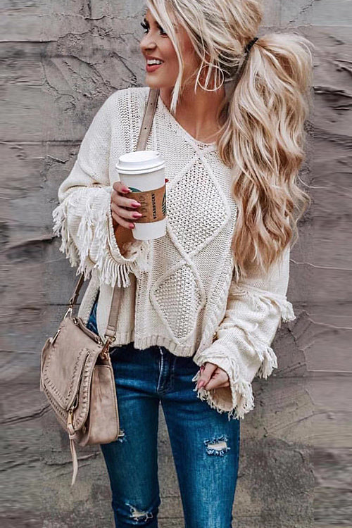 Look What You Made Me Do Tassel Knit Sweater