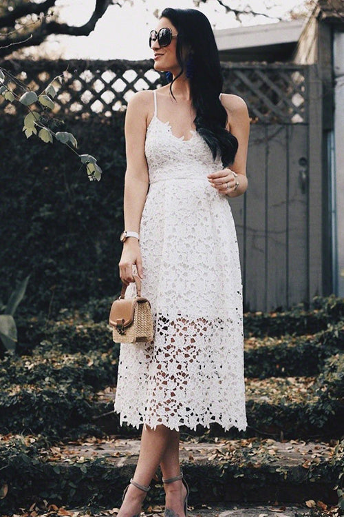 Lace Hollow-out Midi Dress