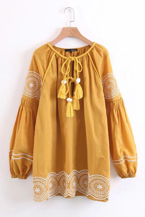 Lullaby Vintage Embroidery Mini Dress