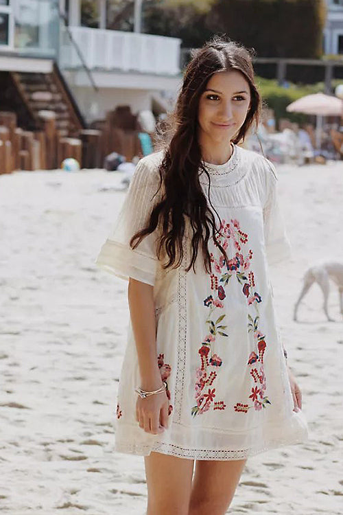 Pink Lily Vintage Embroidery Mini Dress Beetsweeti Pink Lily Vintage Embroidery Mini Dress Beetsweeti