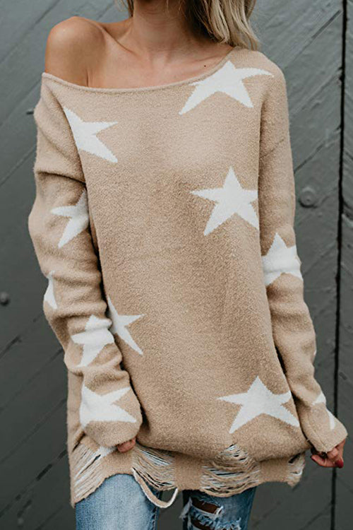 Wind Whisper Star Casual Knit Sweater - 2 Colors