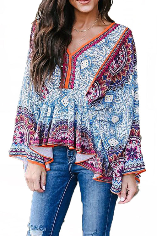 Making My Way Boho Print Chiffon Shirt