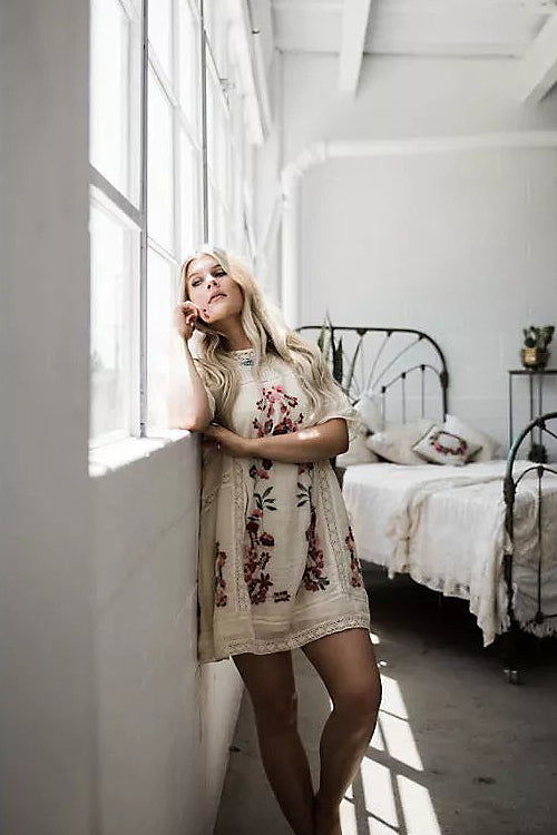 Pink Lily Vintage Embroidery Mini Dress Beetsweeti Pink Lily Vintage Embroidery Mini Dress Beetsweeti