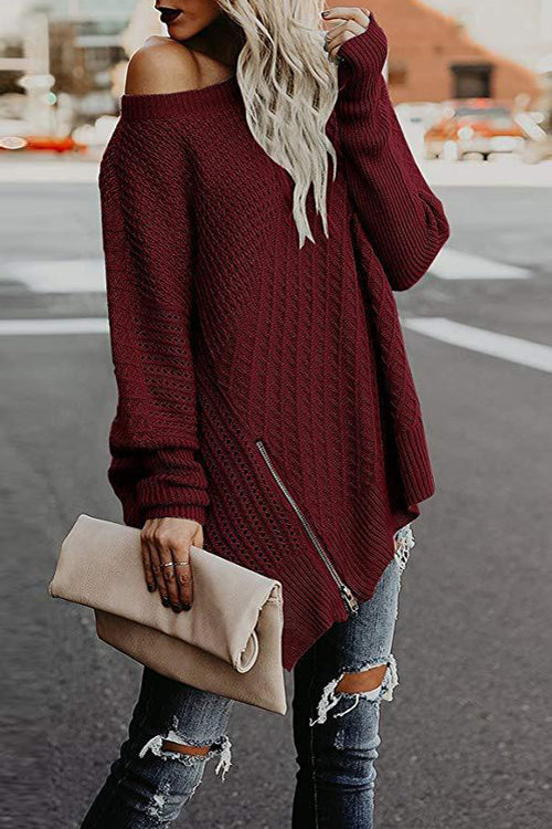 Take It Easy Zip Up Knit Cape Sweater - 5 Colors
