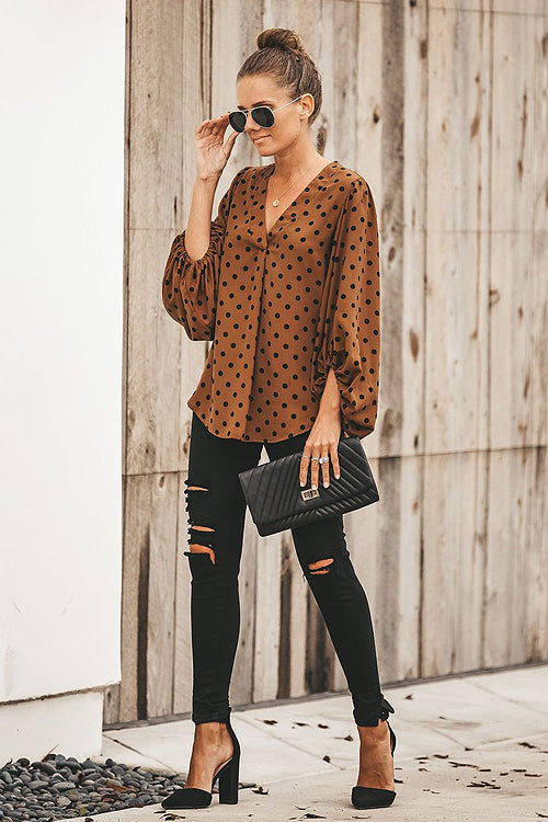 Comfy Cozy Dotted Printed Long Sleeve Top - 4 Colors