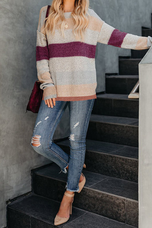 Graceful Ways Stripe Knit Blouse