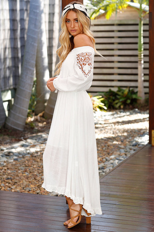 Girl Can't Help it Lace Tassel Maxi Dress- 2 Colors