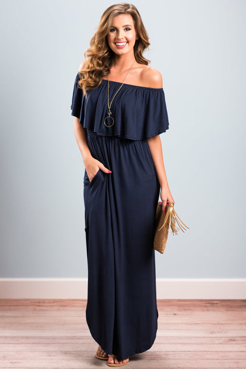 Milani Peach Off Shoulder Maxi Dress - 4 Colors