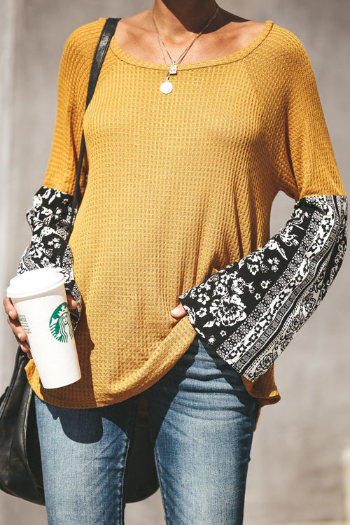 Chic Treat Print Sleeve Knit Blouse - 2 Colors