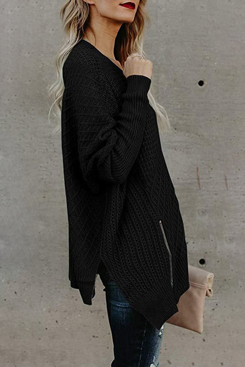 Take It Easy Zip Up Knit Cape Sweater - 5 Colors