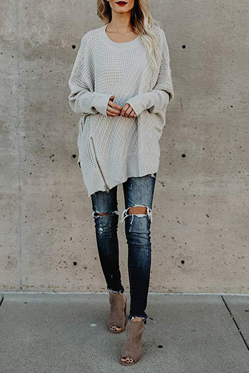 Take It Easy Zip Up Knit Cape Sweater - 5 Colors
